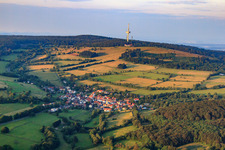 Village view from the west to the Hoherodskopf in the district Breungeshain in Schotten in the state Hesse, Germany