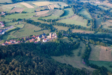 Aerial view of Castle ruins Schwarzenfels in the district Schwarzenfels in Sinntal in the state Hesse, Germany