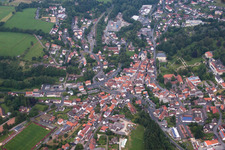 Town View of the streets and houses of the residential areas in Gersfeld (Rhoen) in the state Hesse, Germany