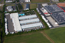 Industrial area with the DPD depot in the district Dorfborn in Neuhof in the state Hesse, Germany