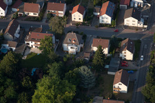 District Dannstadt in Dannstadt-Schauernheim in the state Rhineland-Palatinate, Germany seen from a drone