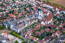 City view of the city area of in the district Roxheim in Bobenheim-Roxheim in the state Rhineland-Palatinate out of the air
