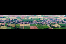 Panoramic perspective Town View of the streets and houses of the residential areas in Roedersheim-Gronau in the state Rhineland-Palatinate, Germany