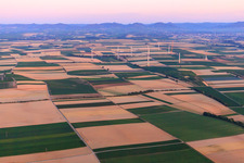 Aerial photograpy of Wndpark in the evening from the east in Offenbach an der Queich in the state Rhineland-Palatinate, Germany
