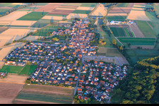 Village view from the east in the evening in Freisbach in the state Rhineland-Palatinate, Germany
