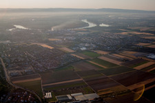 Bird's eye view of District Gartenstadt in Ludwigshafen am Rhein in the state Rhineland-Palatinate, Germany