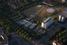 Drone recording of District Oggersheim in Ludwigshafen am Rhein in the state Rhineland-Palatinate, Germany