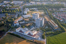 Hospital grounds of the Clinic BG Klinik Ludwigshafen in Ludwigshafen am Rhein in the state Rhineland-Palatinate seen from a drone