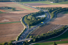 Routing and traffic lanes during the exit federal highway B9 in Maudach in the state Rhineland-Palatinate