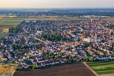 City overview from the north in Mutterstadt in the state Rhineland-Palatinate, Germany