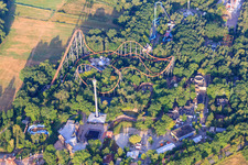 Bird's eye view of Holiday Park early morning in Haßloch in the state Rhineland-Palatinate, Germany