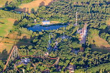 Holiday Park early morning in Haßloch in the state Rhineland-Palatinate, Germany viewn from the air