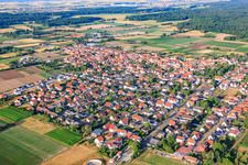 Aerial view of Overview of the town from the northeast in Zeiskam in the state Rhineland-Palatinate, Germany