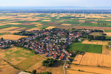 Oblique view of Village view from the north in Ottersheim bei Landau in the state Rhineland-Palatinate, Germany