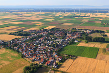Village view from the north in Ottersheim bei Landau in the state Rhineland-Palatinate, Germany out of the air
