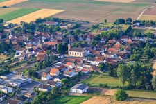 Aerial photograpy of Church in Ottersheim bei Landau in the state Rhineland-Palatinate, Germany