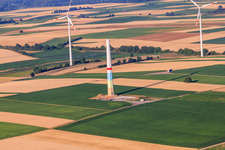Aerial photograpy of Wind farm construction sites in Offenbach an der Queich in the state Rhineland-Palatinate, Germany