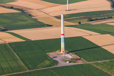 Wind farm construction sites in Offenbach an der Queich in the state Rhineland-Palatinate, Germany out of the air