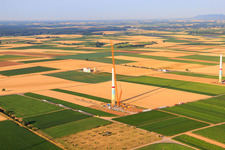 Wind farm construction sites in Offenbach an der Queich in the state Rhineland-Palatinate, Germany viewn from the air