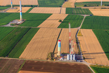Drone image of Wind farm construction sites in Offenbach an der Queich in the state Rhineland-Palatinate, Germany