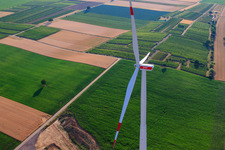 Wind farm construction sites in Offenbach an der Queich in the state Rhineland-Palatinate, Germany seen from above