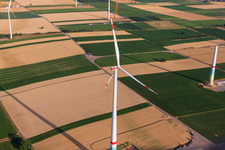 Drone recording of Wind farm construction sites in Offenbach an der Queich in the state Rhineland-Palatinate, Germany