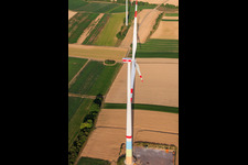 Wind farm construction sites in Offenbach an der Queich in the state Rhineland-Palatinate, Germany from the drone perspective