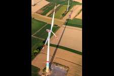 Wind farm construction sites in Offenbach an der Queich in the state Rhineland-Palatinate, Germany seen from a drone