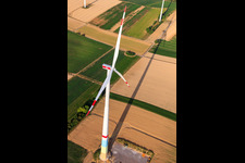 Aerial view of Wind farm construction sites in Offenbach an der Queich in the state Rhineland-Palatinate, Germany