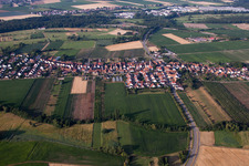 From the north in Erlenbach bei Kandel in the state Rhineland-Palatinate, Germany seen from above