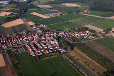 From the north in Erlenbach bei Kandel in the state Rhineland-Palatinate, Germany from a drone