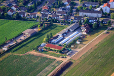 Oblique view of Kugelmann organic farm in Kandel in the state Rhineland-Palatinate, Germany