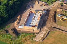 Bird's eye view of Construction site of the new EDEKA building on Lauterburger Straße in Kandel in the state Rhineland-Palatinate, Germany