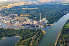 Aerial view of EnBW Energie Baden-Württemberg AG, Rhine Harbor Steam Power Plant Karlsruhe of N in the district Daxlanden in Karlsruhe in the state Baden-Wuerttemberg, Germany