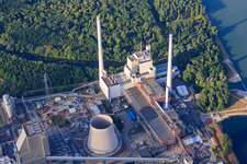 Oblique view of EnBW Energie Baden-Württemberg AG, Rhine Harbor Steam Power Plant Karlsruhe of N in the district Daxlanden in Karlsruhe in the state Baden-Wuerttemberg, Germany