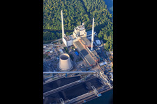 EnBW Energie Baden-Württemberg AG, Rhine Harbor Steam Power Plant Karlsruhe of N in the district Daxlanden in Karlsruhe in the state Baden-Wuerttemberg, Germany from above