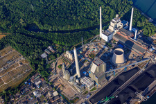 EnBW Energie Baden-Württemberg AG, Rhine Harbor Steam Power Plant Karlsruhe of N in the district Daxlanden in Karlsruhe in the state Baden-Wuerttemberg, Germany seen from above