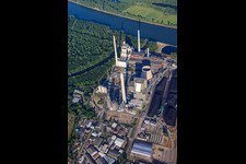 EnBW Energie Baden-Württemberg AG, Rhine Harbor Steam Power Plant Karlsruhe of N in the district Daxlanden in Karlsruhe in the state Baden-Wuerttemberg, Germany viewn from the air