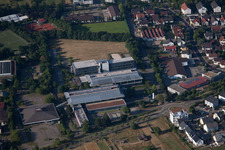 Aerial view of District Grünwettersbach in Karlsruhe in the state Baden-Wuerttemberg, Germany