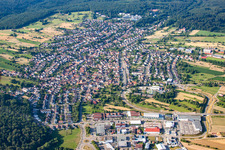 Aerial view of District Langensteinbach in Karlsbad in the state Baden-Wuerttemberg, Germany
