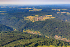 View of the town from the northwest in the district Schellbronn in Neuhausen in the state Baden-Wuerttemberg, Germany