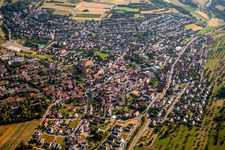 Town View of the streets and houses of the residential areas in Heimsheim in the state Baden-Wurttemberg, Germany