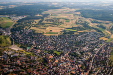 Aerial view of Town View of the streets and houses of the residential areas in Heimsheim in the state Baden-Wurttemberg, Germany