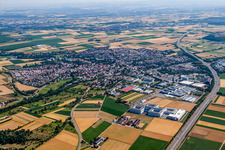 Aerial view of Town View of the streets and houses of the residential areas in Ditzingen in the state Baden-Wurttemberg, Germany