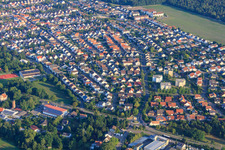 Aerial view of Postgrabenstrasse in Bellheim in the state Rhineland-Palatinate, Germany