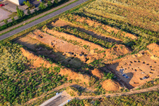 Archaeological excavation at the new W II industrial park in Herxheim bei Landau in the state Rhineland-Palatinate, Germany seen from above