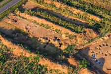 Bird's eye view of Archaeological excavation at the new W II industrial park in Herxheim bei Landau in the state Rhineland-Palatinate, Germany
