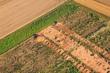 Drone recording of Archaeological excavation at the new W II industrial park in Herxheim bei Landau in the state Rhineland-Palatinate, Germany