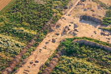 Archaeological excavation at the new W II industrial park in Herxheim bei Landau in the state Rhineland-Palatinate, Germany from a drone