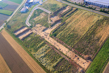 Aerial photograpy of Archaeological excavation at the new W II industrial park in Herxheim bei Landau in the state Rhineland-Palatinate, Germany